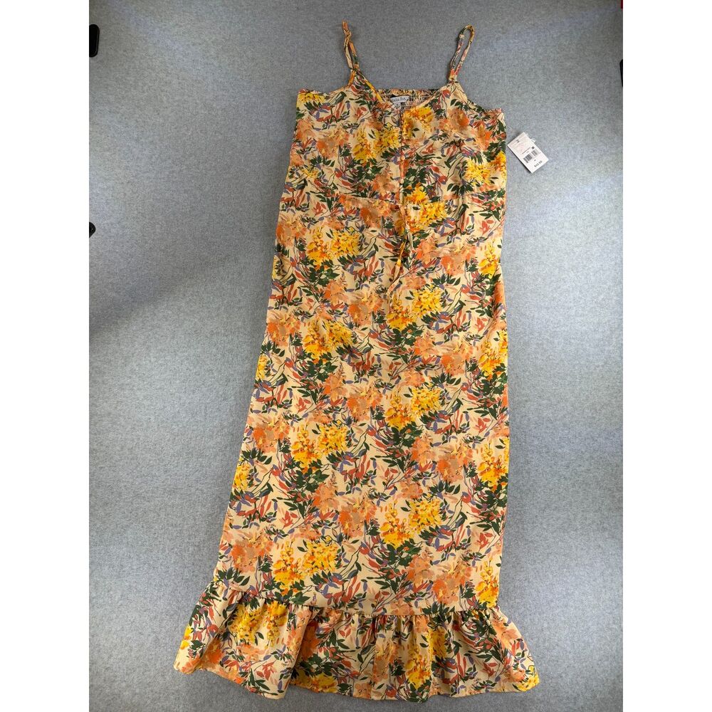 Ophelia Roe Floral Midi Dress M Ruffle Hem Smocked Back Boho NWT 3285